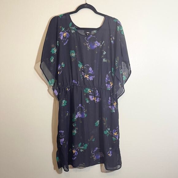 Mossimo Supply Co. Other - Mossimo Womens Floral Print Scoop Neck Mini Sheer Coverup Dress Black XXL